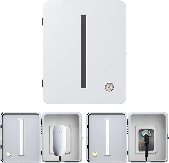 Charger Station Box Compatible with Tesla Gen 3 Wall Connector and ChargePoint EV Charger, Cable Organizer Holder Lock Cover Outdoor Rainproof, Snowproof, Dustproof, Theftproof, Rustproof
