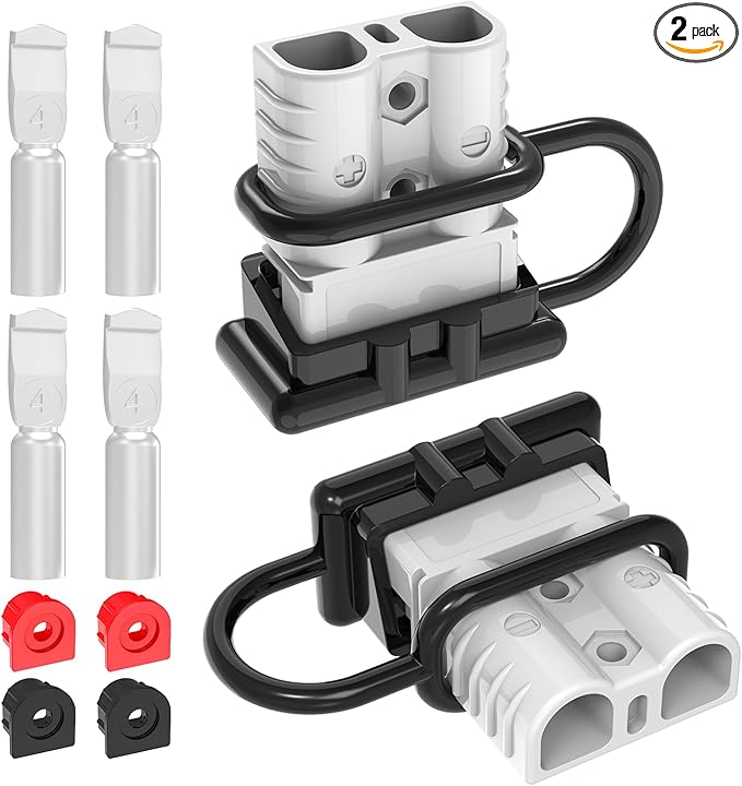 Anderson Connector,120A 4-6AWG Battery Quick Connect 12V-36V Anderson Plug Battery Cable Quick Connect Disconnect Plug Winch Wiring Kit for Cable RV Truck Winch (2 Pack)-Gray