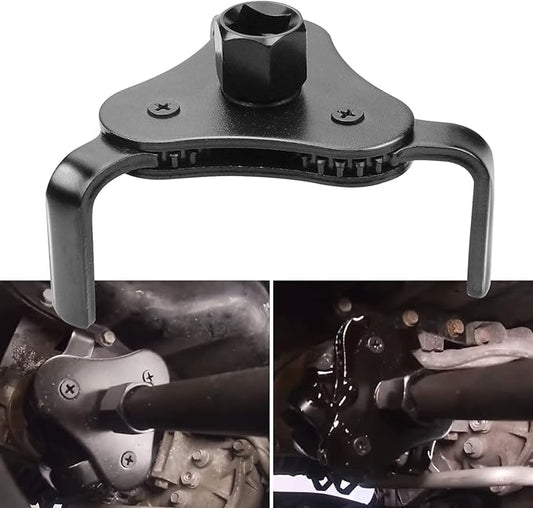 Universal Adjustable Oil Filter Wrench 2.5" to 4.5" - 3 Jaws Oil Filter Wrench Tool Set Remover Socket (Black)