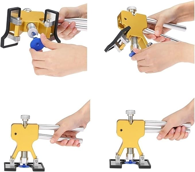 1set Car Dent Removal Kit, Auto Fender Damage Repair Big Curved Rod Crowbar Puller Lifter Rods Tools with Glue Tabs, Glue Sticks, Leveling Tools and More for Car Body Dent Repair