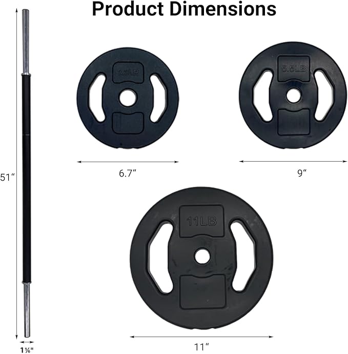 40 LBS Adjustable Barbell for Lifting, Barbell Weight Set with Round PU Coated Plates & 51 Inch Bar, Cardio Pump Set, Adjustable Free Weights for Home Gym Strength Training