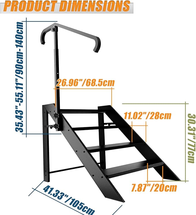 4 Step Foldable Step Stool,Step Ladder Folding,RV Steps with Height Adjustable Handrail and Non Slip Feets, Hot Tub Steps for Home, Travel Trailer, Camper, Mobile Home, Spa, and Porch