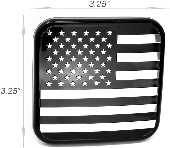 eVerHITCH USA Metal Flag Hitch Cover (Fits 2" Receivers, Black Chrome)