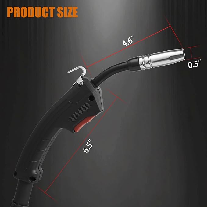 Industrial MIG Welding Gun 250A - Gas Metal Arc Welder Torch with 8.2ft Heavy Duty Cable, Compatible with MIG Welder, Smooth Wire Feed & Ergonomic Handle