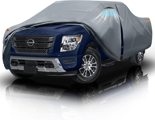 Nissan Titan XD Truck Cover Custom Fit 2016-2025 Crew Cab Short Bed(6.6') with Door Zipper, 10 Layers Outdoor Heavy Pickup Truck Cover Waterproof All Weather, Wind Dust Sun Protector.