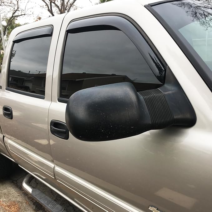 Original Side Rain Guards, 4pcs in-Channel Nice Wind Deflector Set, Window Visors fit for Most 2000-2006 Chevy/GMC/Cadillac Crew Cab Truck and SUV,Some 2007 HD Classic Crew Cab 194355