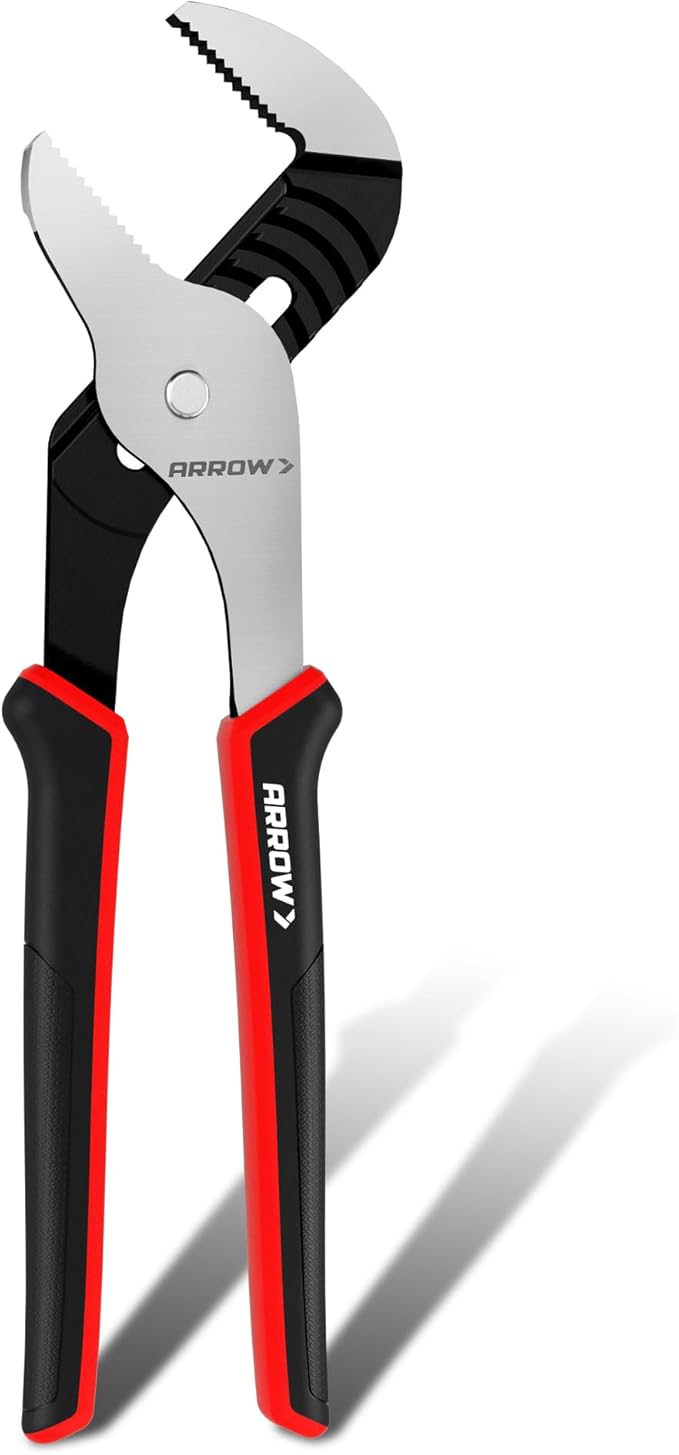ARROW 12-Inch Groove Joint Pliers, Adjustable Water Pump Pliers with TPR Handle, High Carbon Steel Tongue and Groove Plier for Plumbing, Automotive and Household Repairs