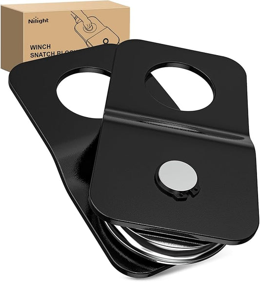 Nilight 4 Ton Winch Snatch Block Towing Pulley Blocks 8000 LBS Capacity, Heavy Duty Offroad Recovery Accessory for Synthetic Rope & Steel Cable Universal ATV UTV