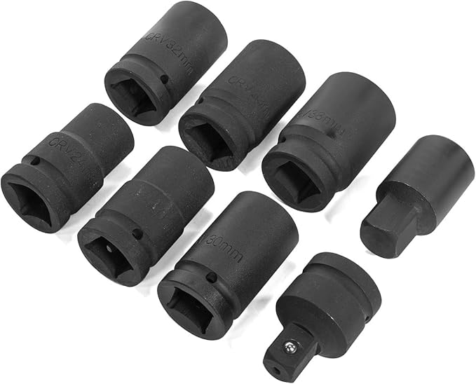 XtremepowerUS 8-Pieces Torque Wrench Labor Saving Lug Nut Wrench Torque Multiplier Cr-v Socket (24mm to 38mm) for Semi Truck & RVs w/Case