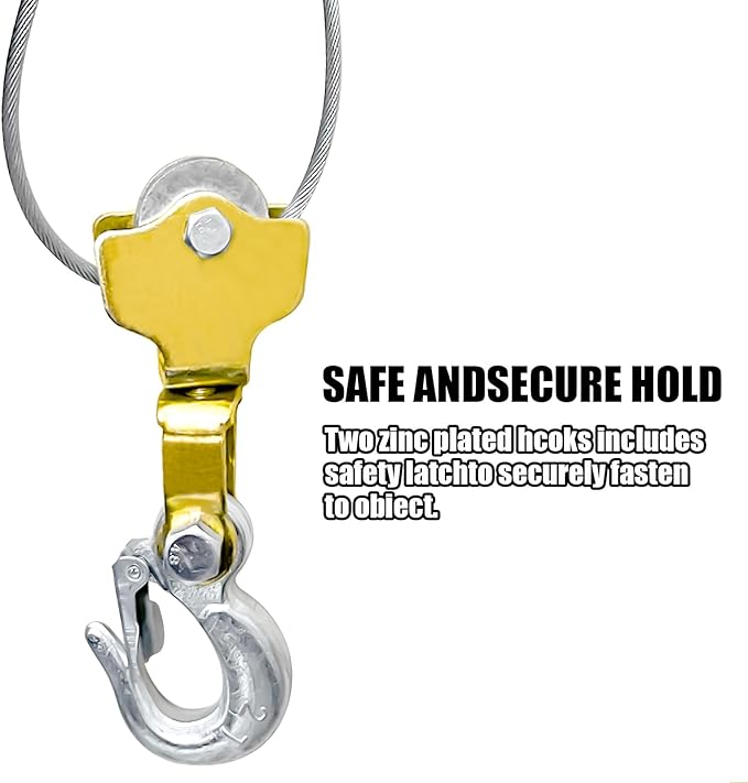 Come Along Winch Heavy Duty 2-Ton (2-Pack) with 6.56ft Steel Cable & 2 Hooks - Dual Gear Power Puller Tool for Automotive Hoisting, Construction Lifting, and Vehicle Recovery