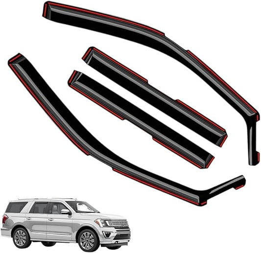 in-Channel Window Visors Rain Guards FIT Ford Expedition 2018-2025 (2018-2025) – 4-Piece in-Channel Dark-Smoke Polycarbonate Vent Deflectors