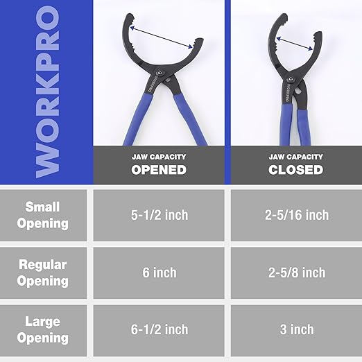 WORKPRO 12-inch Oil Filter Plier and Flexible Oil Funnel Set for Quick and Clean Automotive Oil Change, Durable Silicone Funnel with Shape Retention, Adjustable Anti-Slip Oil Wrench for Effortless Use