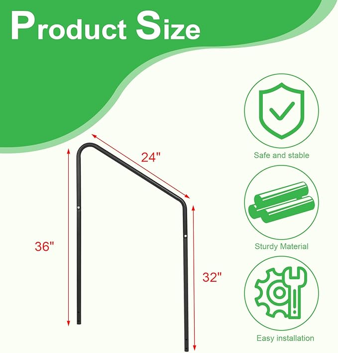 Assist Handrail for 2 and 3 RV Step Stairs,Hot Tub Steps with Handrail,Portable Step Ladder for Travel Trailer,Camper,Porch,Pet Stair,Outdoor Stairs with Non-Skid Tapes