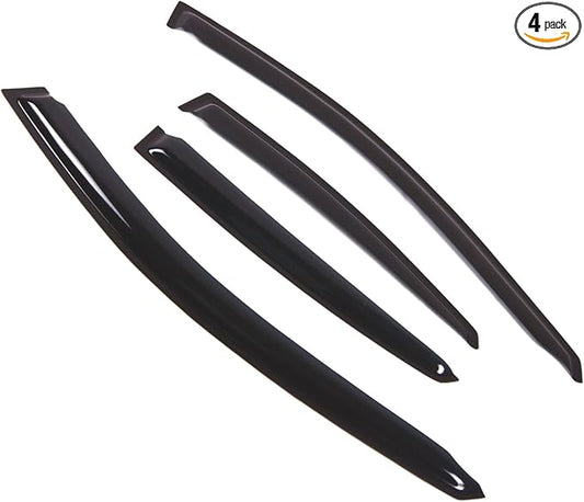 TuningPros Outside Mount Window Vent Visors Rain Guards Compatible with Suzuki Forenza 2004-2008 | Side Window Wind Deflectors Rain Shields | Smoke Tinted, 4 Pcs Set, DGWV-397