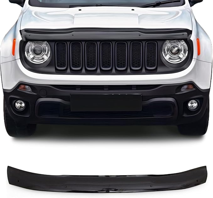OMAC Front Bug Shield Hood Deflector Guard for Jeep Renegade 2015-2018 Black Smoke
