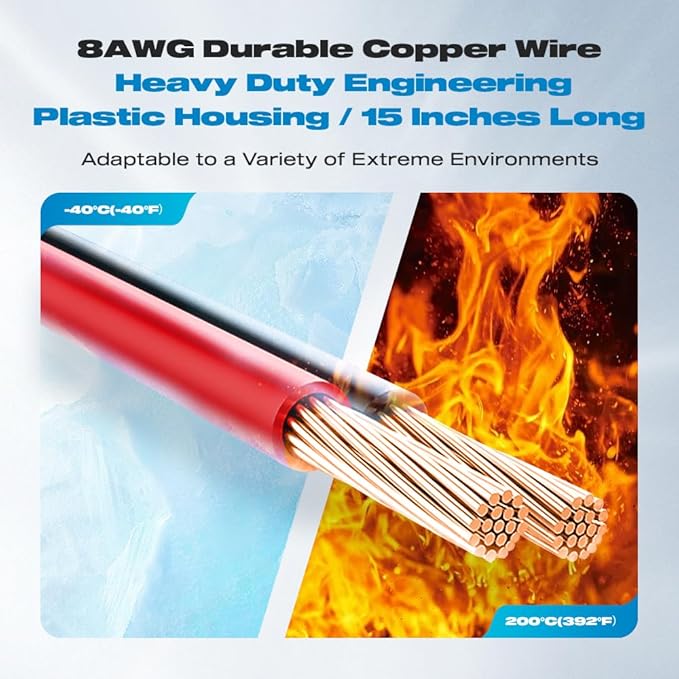 Anderson Connector, 8AWG 50AMP Battery Quick Connect/Disconnect Connector 6 to 12 Gauge 1.25ft Battery Cable Connector 12v-36V Winch Wiring Kit for Cable RV Truck Winch(2 Pack)
