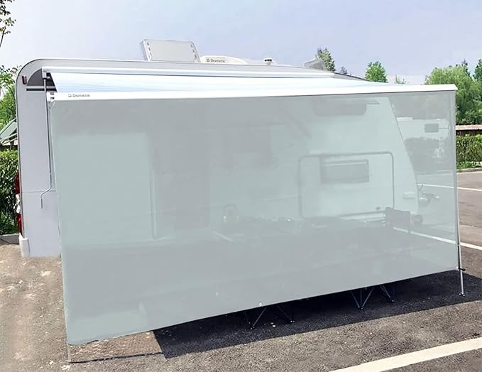 Tentproinc RV Awning Sun Shade Screen 7' X 13' 3'' (Fit for 14' Awning) Mesh Screen Sunshade Motorhome Camper Trailer Awning Sunscreen Shadescreen UV Blocker Complete Kits - 3 Year Warranty -Gray