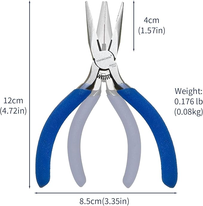 Mini Needle Nose Pliers 5"-10 Pack KAIHAOWIN Small Long Nose Pliers with Wire Cutters, Spring Loaded Thin Needle Nose Pliers, Precision Pliers Set for Crafts/Jewelry Making/Tiny Project