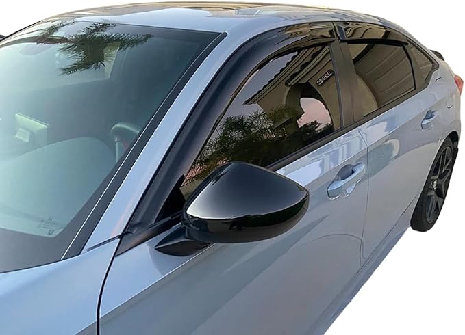 2016-2021 Tape-On Rain Guards for Honda Civic Sedan Side Window Visor Deflectors EX EX-L LX Sport Touring Durable Vent Shades 2017 2018 2019 2020