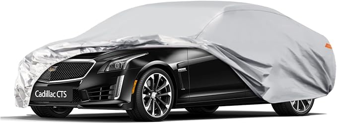 Waterproof Car Cover for Cadillac CTS (2015-2019), 5 Layers Compatible with Cadillac CTS All Weather, Snowproof Windproof Rain Ice Sun UV Protection