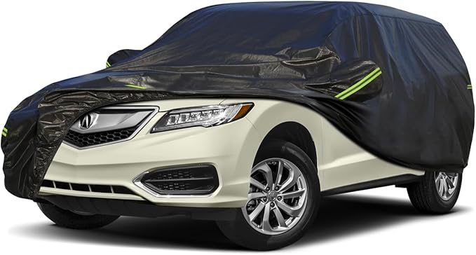 KouKou Waterproof SUV Car Cover Suitable for Acura RDX from 2007 to 2025, 7 Layers Windproof All Weather Waterproof Outdoor Cover Sun Rain UV Dust Snow Protection. Black