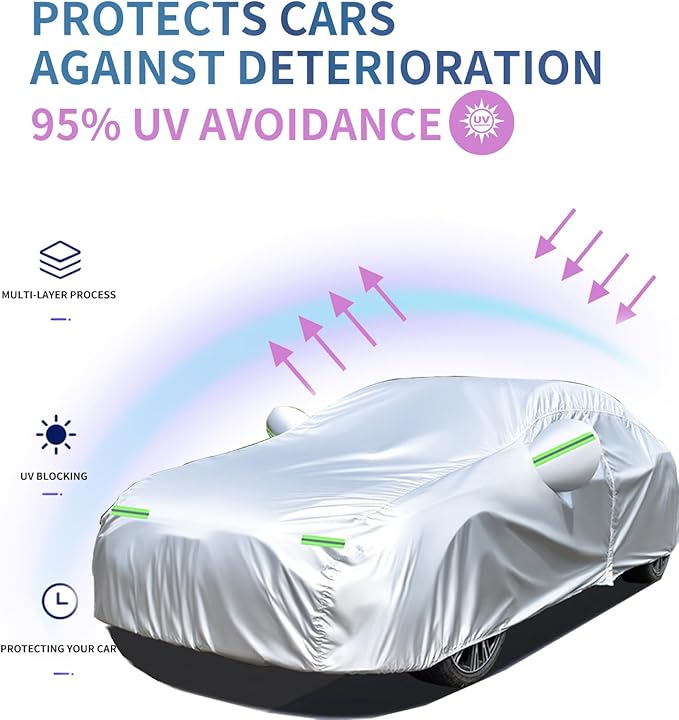 Custom-Fit for BMW Car Cover, 7 Layers Car Cover Waterproof All Weather for Automobiles, Outdoor Full Cover Rain Sun UV Protection with Zipper (for BMW 7 Series)