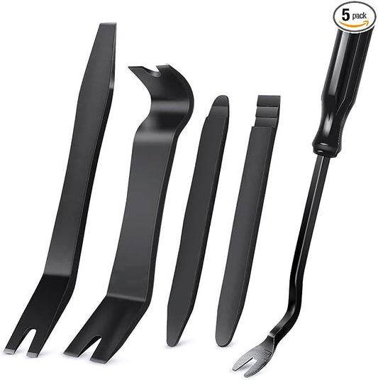 GOOACC 5 PCS Nylon Auto Trim Removal Tool Kit No-Scratch Removal Tool Kit for Car Clip Panel & Audio Dashboard Dismantle Black