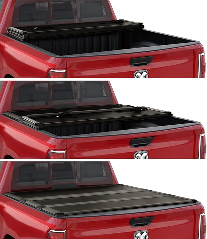 Kikito Professional FRP Hard Tri-Fold Truck Bed Tonneau Cover for 2003-2025 Ram 1500 2500 3500 6.4ft (74.5-76.3in) Bed w/o Rambox