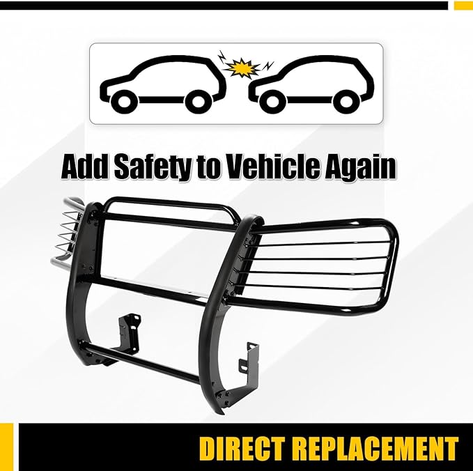 KUAFU Grille Guard Compatible with 2002-2009 Chevy Chevrolet Trailblazer EXT Bull Bar Front Bumper Grill Grille Guard Protector Brush Push Bar Powder Coated Black Steel