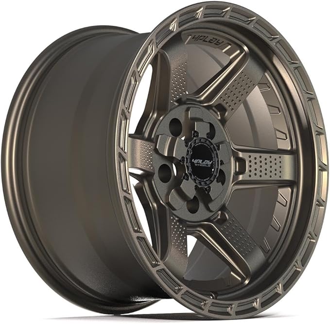4PLAY Wheels 4PS63 17 Inch Rims and Tires Fit 5x127 & 5x139.7 17x9 Satin Bronze - TerraMax RT 33x12.50/17 (Set of 4)