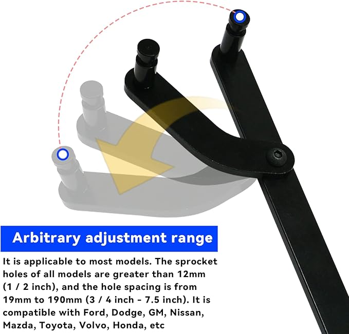 Universal Pulley Holder Camshaft Injection Pump Cam Sprocket Holding Wrench Tool Compatible with Audi, Dodge, Ford, GM, Honda,Mazda,Rover,Toyota,Volvo