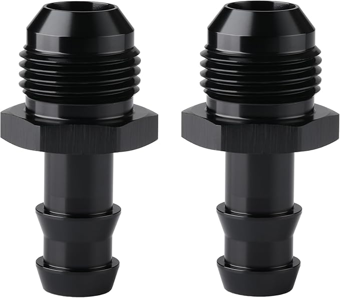 10AN Male Flare to 1/2 Hose Barb Straight Fitting Adapter Aluminum Black 2PCS