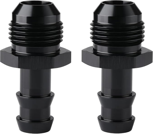 10AN Male Flare to 1/2 Hose Barb Straight Fitting Adapter Aluminum Black 2PCS