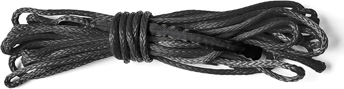 SuperATV 50 ft. Synthetic Winch Rope Replacement - for 4500, 5000, or 6000 lb. Winch - Black