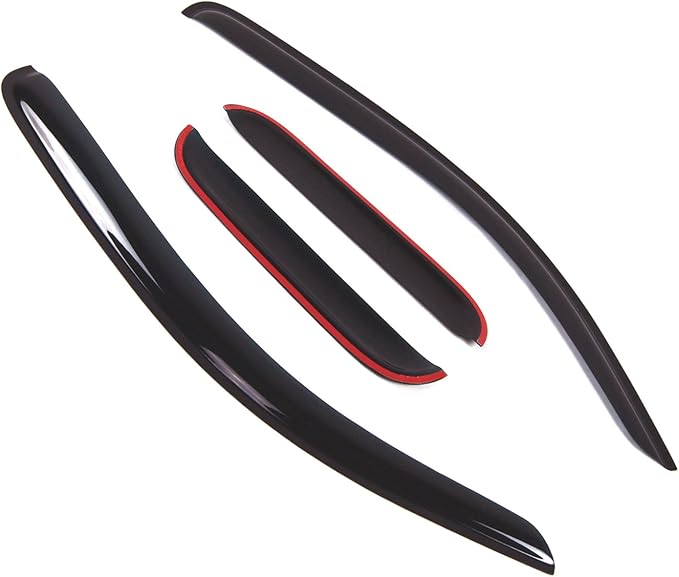 Tuningpros WD2-449 Dark Smoke 4 Pcs Set Window Visor (Outside Mount) Deflector Rain Guard Compatible with 2005-2015 Toyota Tacoma Extended Cab