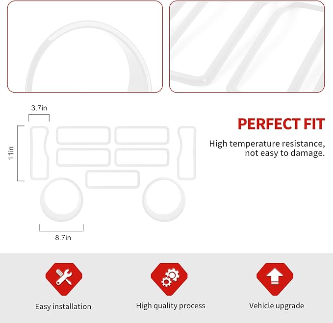 Jimen for 2024 Jeep Wrangler 4xe grill inserts, 9PCS Headlight Cover & Grille Insert Compatible with Jeep Wrangler JL JLU 2024+, NOT FIT JL Sport/Sport S (White)