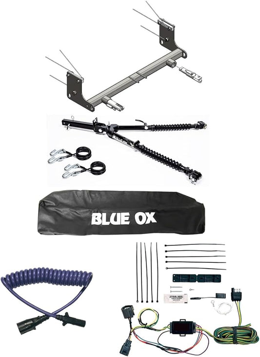 Blue Ox Alpha 2 Tow Bar & Baseplate Combo with EZ Light Wiring Harness Kit fits 2007 2018 Jeep Wrangler JK | TrendsAuto Decal | BX1126 BX7380 BX88206 BX8875 BX88285
