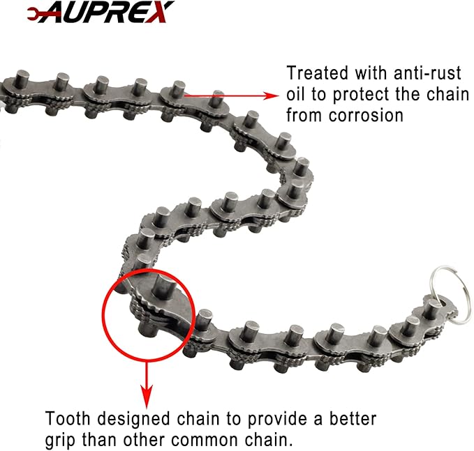 12 Inch Sturdy Carbon Steel Adjustable Heavy Duty Ratcheting Chain Oil Filter Wrench Reversible Chain Style Pipe Fitter With Multi-Purpose