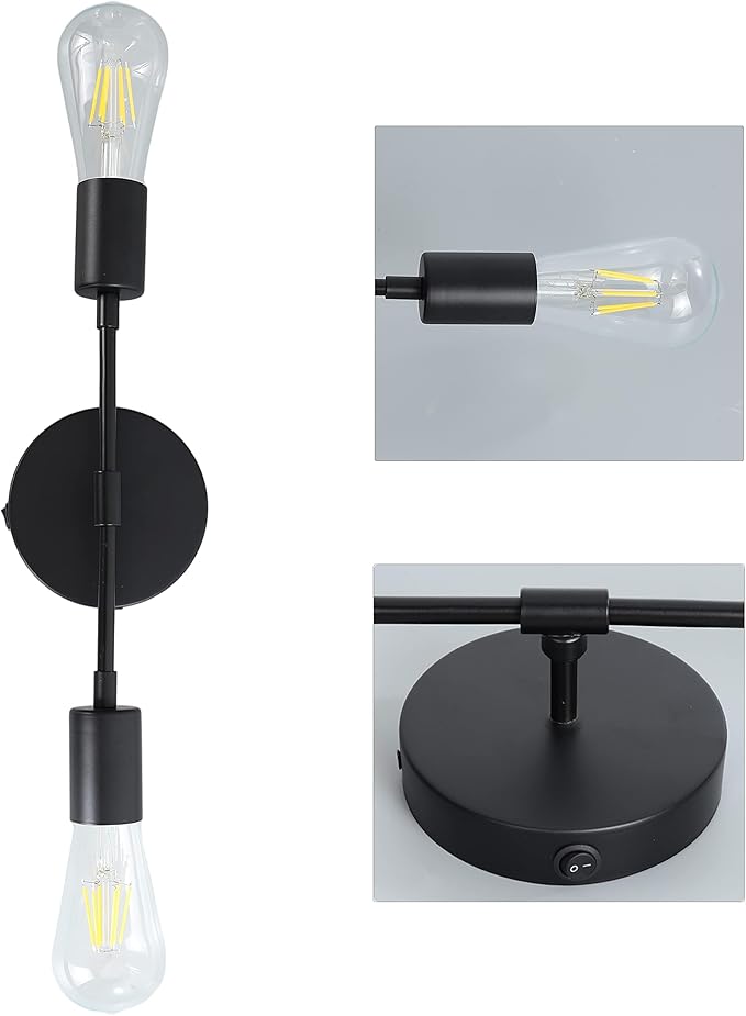 12V Wall Sconce Lighting with 2 Bulbs, 12V Bathroom Vanity Light Fixture for RV, Motorhome, Camper