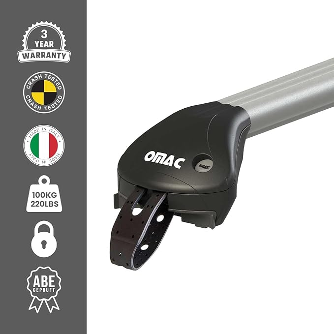 OMAC Roof Rack Cross Bars for Ford Escape 2013-2019 Heavy Duty Telescopic 220Lbs Aluminium Silver 2Pcs fits Cargo Carriers Kayak Canoe Bike Snowboard