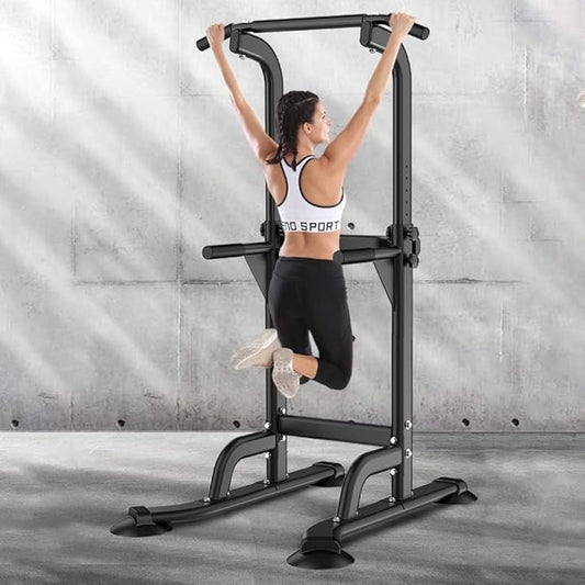 Multi-Functional Power Tower for Home Gym: Adjustable Pull Up & Dip Station with 400 LBS Capacity, Space Saving Strength Training Equipment for Men and Women