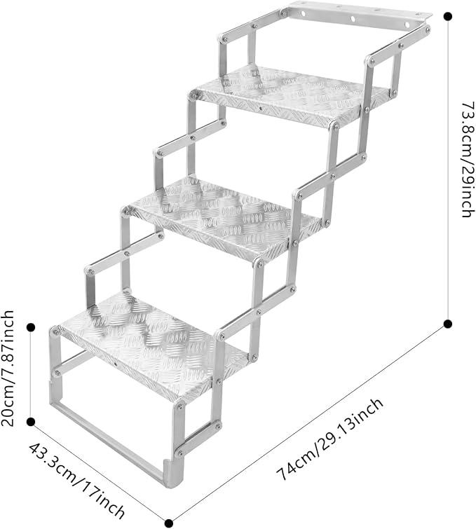 RV Steps, Foldable RV Stairs, Aluminum Alloy 17" Wide Camper Steps, Scissor Stairs Ladder for Mobile Home, RVs, Camper, Shop, Trailers, Truck, Warehouse (3 Steps)