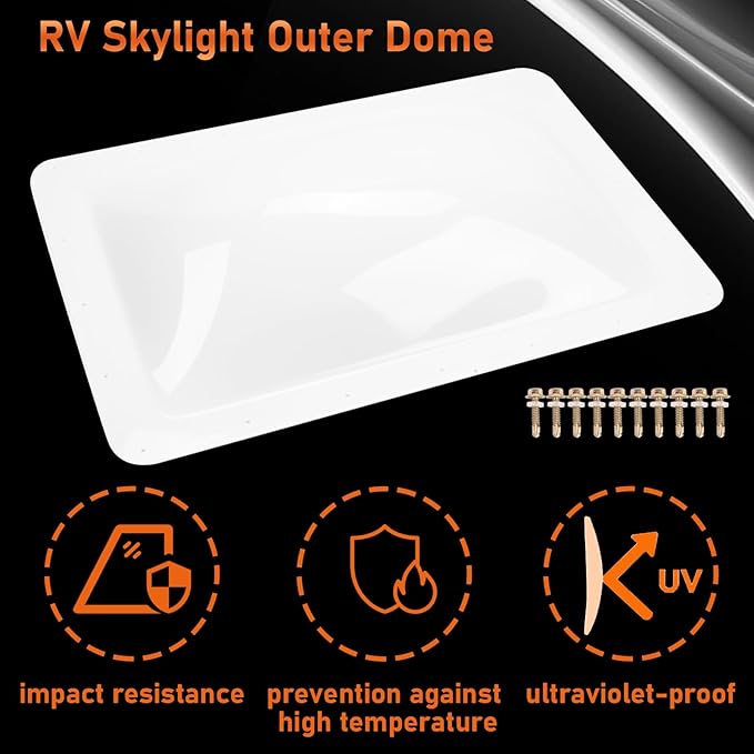 RV Skylight Replacement | 18" x 26" Camper Skylight | RV Shower Skylight Replacement | Fit Standard 14" x 22" Openings | White