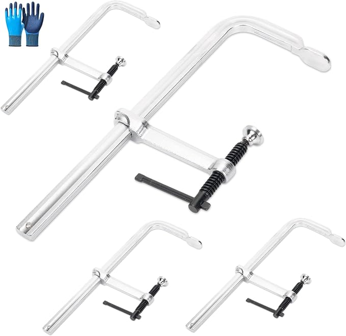 4-Pack Heavy Duty F Clamps for Welding, 4-3/4 Inch Throat Depth, 880 Lbs Clamping Force, Strong Hand Clamp for Woodworking, Welding, Metal Working, Plumbing and DIY Projects