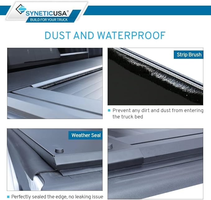 Syneticusa MR Retractable Hard Tonneau Cover Fits 2022-2026 Tundra 8' 2" (97.6") Truck Bed Waterproof Accessories