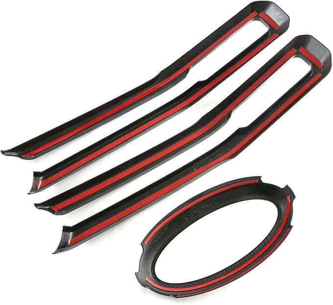 HIGH FLYING for Ford Ranger 2024 2025 Car Exterior Accessories Front Middle Grille Insert Bumper Overlay Carbon Fiber Style ABS 3pcs (Only Fit XLT/XL/XLS)