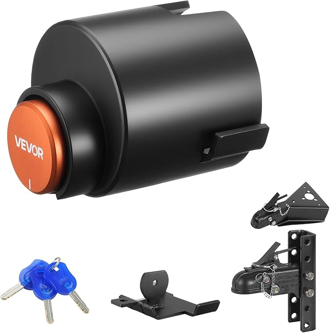 VEVOR Trailer Lock, Fits 2-5/16-Inch Cast Ball Couplers, Heavy Duty Hitch Lock with 3 Keys Secures Security Chains, Corrision-Resistant, Anti-Theft RV Trailer Locks for RV, Trailer, Boat