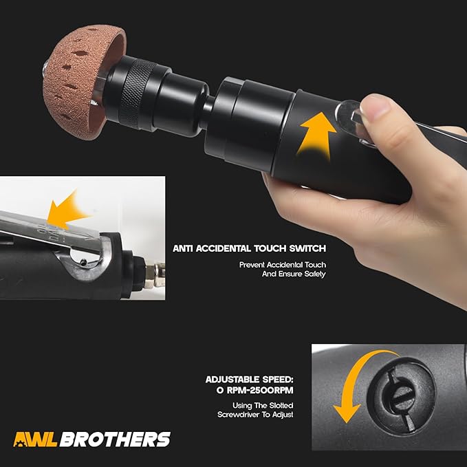 Air Tire Repair Polish Patch Tools – 2500 RPM Low-Speed Tire Buffer with Tungsten Steel Buffing Wheel, Inner Liner Scraper, Patch Roller – Durable Tungsten Alloy Grinder for Tire & Rubber Maintenance