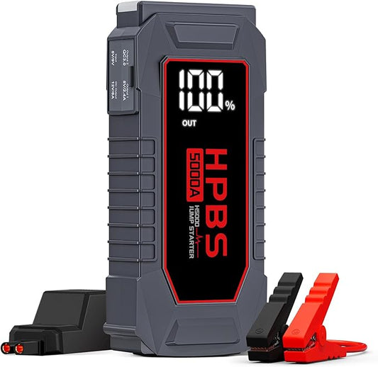 Car Jump Starter - 5000A Peak Jump Starter Battery Pack with DC for Up to All Gas and 10.0 L Diesel Engines, 12V Portable Battery Jump Starter with 3.0" LCD Display
