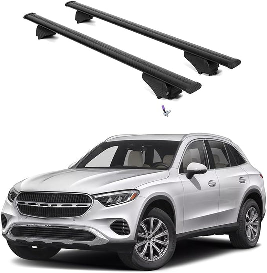 ERKUL Roof Rack Cross Bars for Mercedes Benz GLC 2023-2026 | Aluminum Crossbars with Anti Theft Lock for Rooftop | Compatible with Flush Rails - Black
